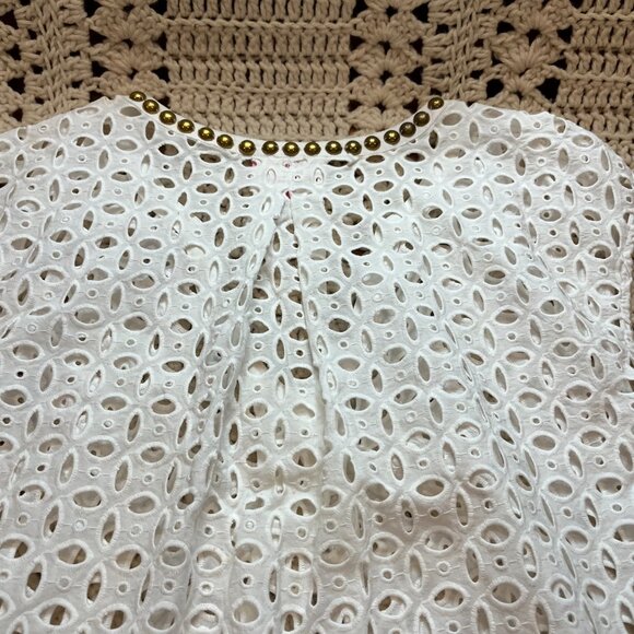 Lilly Pulitzer x Target White Eyelet Brass Studded Tunic Swim Coverup Sz Small - Picture 5 of 9